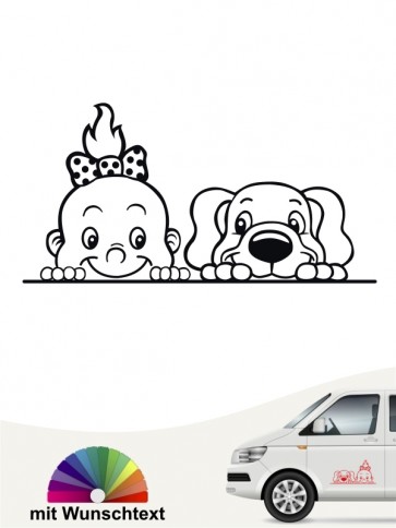Baby & Hund 4 Aufkleber mit eigenem Text » Farbe & Größe by ANFALAS