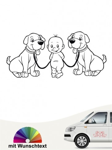 Baby & Hund 40 Aufkleber mit eigenem Text » Farbe & Größe by ANFALAS