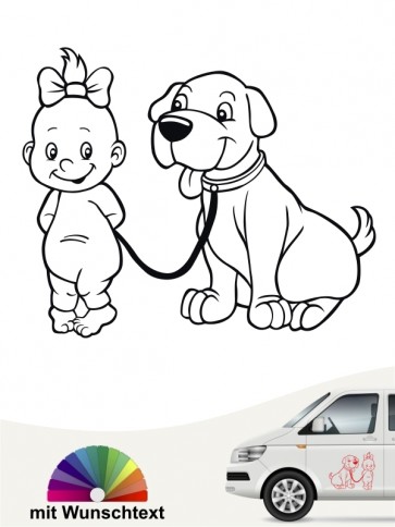 Baby & Hund 6 Aufkleber mit eigenem Text » Farbe & Größe by ANFALAS