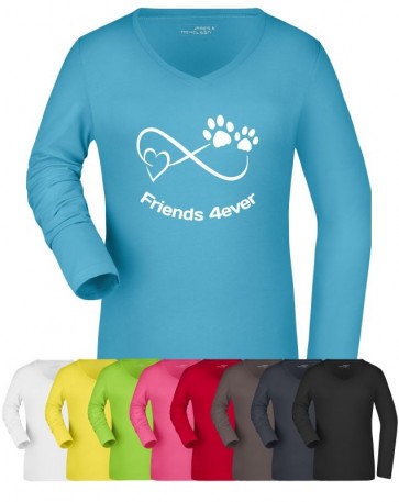 Damen Stretch Langarm-Shirt » Hundemotiv » selbst gestalten » viele Farben  & Größen