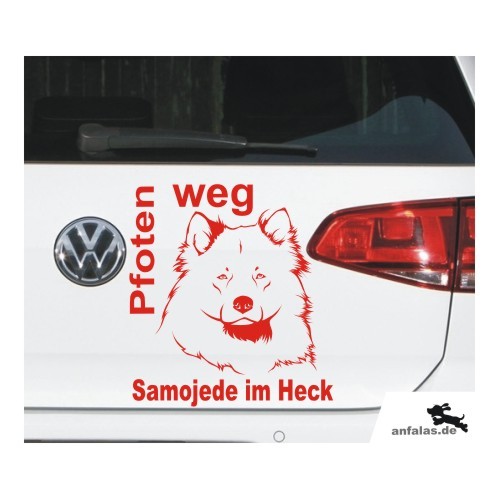 Auto Sticker Autoaufkleber Lustig Dog 25Cm Samojeden-Aufkleber
