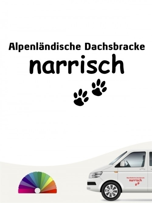 Hunde-Autoaufkleber Alpenländische Dachsbracke narrisch von Anfalas.de