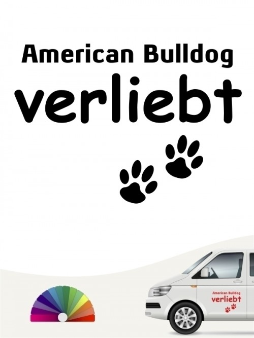 Hunde-Autoaufkleber American Bulldog verliebt von Anfalas.de
