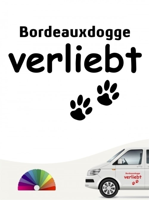 Hunde-Autoaufkleber Bordeauxdogge verliebt von Anfalas.de