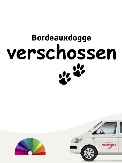 Hunde-Autoaufkleber Bordeauxdogge verschossen von Anfalas.de