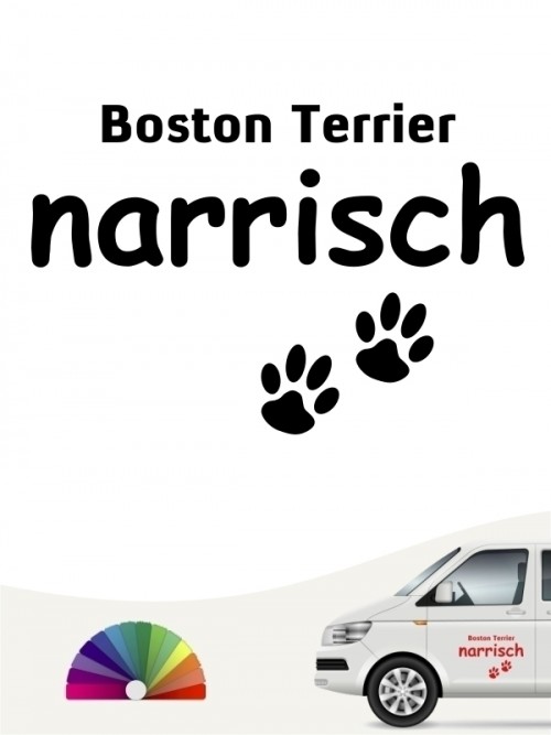 Hunde-Autoaufkleber Boston Terrier narrisch von Anfalas.de