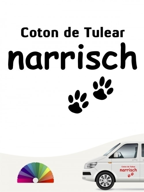 Hunde-Autoaufkleber Coton de Tulear narrisch von Anfalas.de