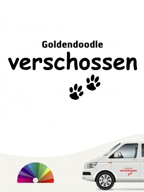 Hunde-Autoaufkleber Goldendoodle verschossen von Anfalas.de