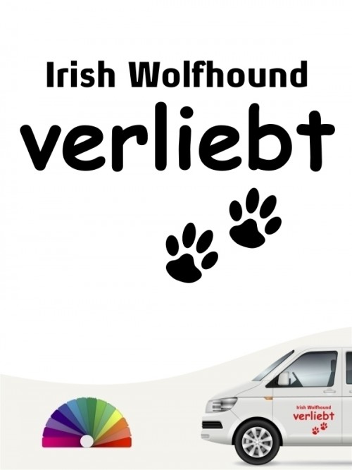 Hunde-Autoaufkleber Irish Wolfhound verliebt von Anfalas.de