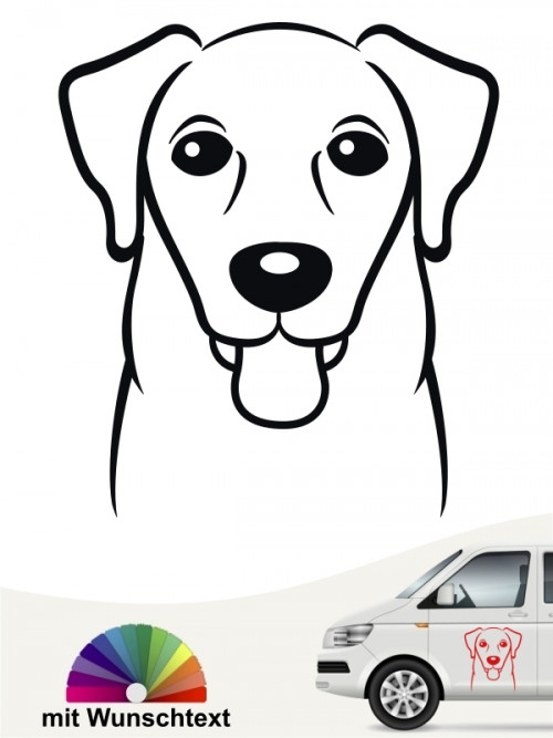 Labrador Retriever Comic Hunde Kopf Autoaufkleber mit Wunschtext von anfalas.de