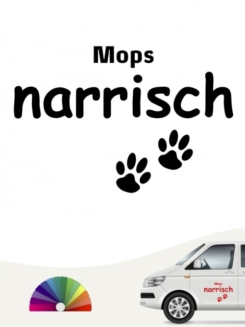 Hunde-Autoaufkleber Mops narrisch von Anfalas.de