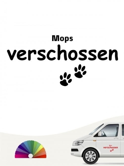 Hunde-Autoaufkleber Mops verschossen von Anfalas.de
