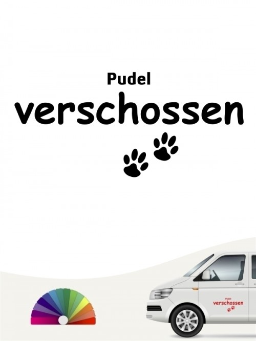 Hunde-Autoaufkleber Pudel verschossen von Anfalas.de