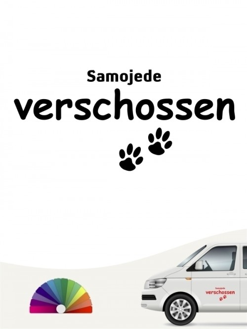 Hunde-Autoaufkleber Samojede verschossen von Anfalas.de